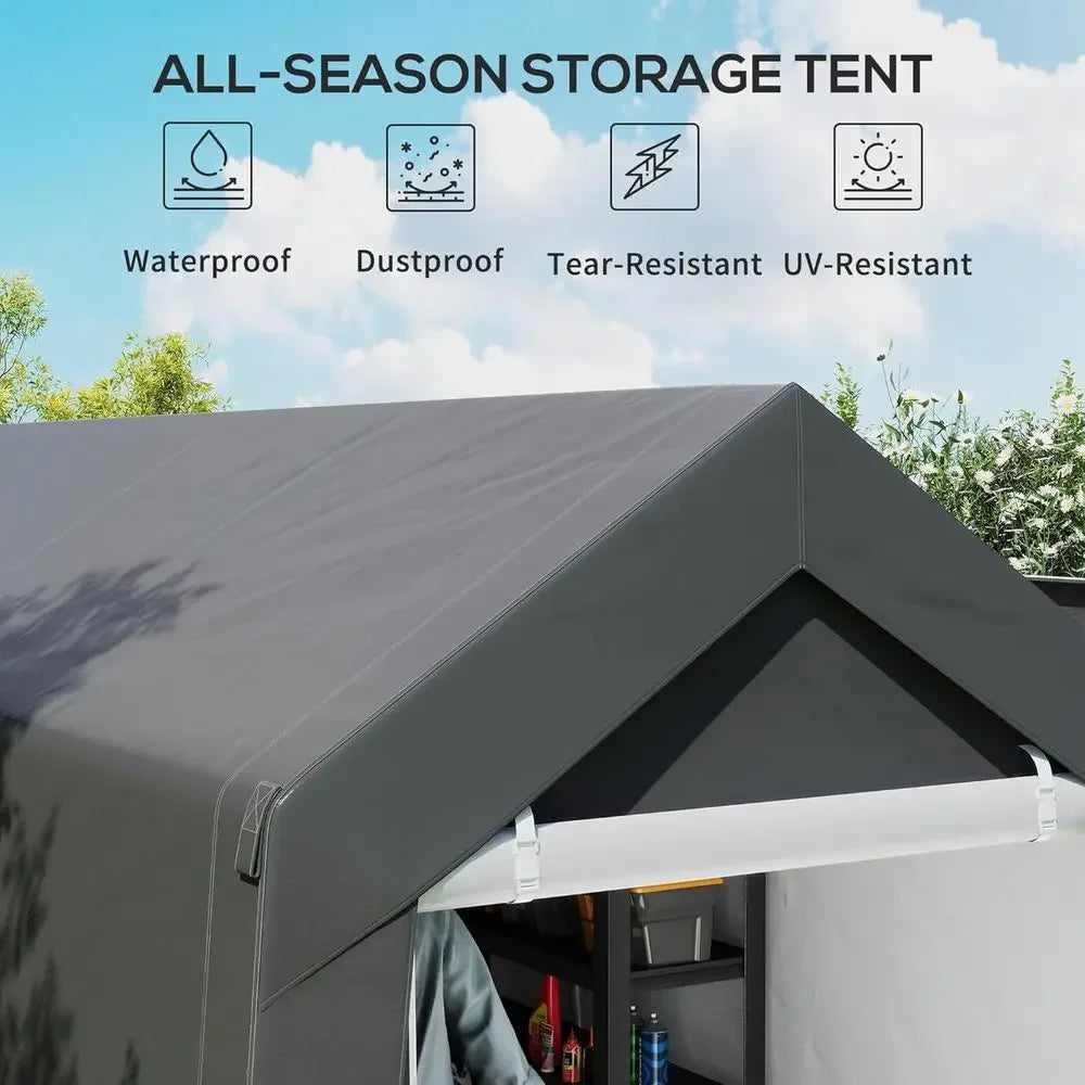 Heavy-Duty 7x12 Outdoor Storage Shed - Waterproof Garden Tent with Ventilation and Roll-Up Door