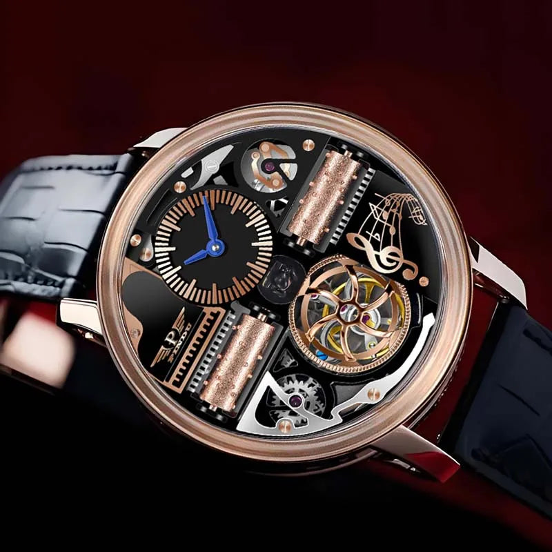 PINDU Design NEW The Godfather Machinery Watch Men Stainless Steel Sapphire Glass Top Luxury Automatic Wristwatches Waterproof