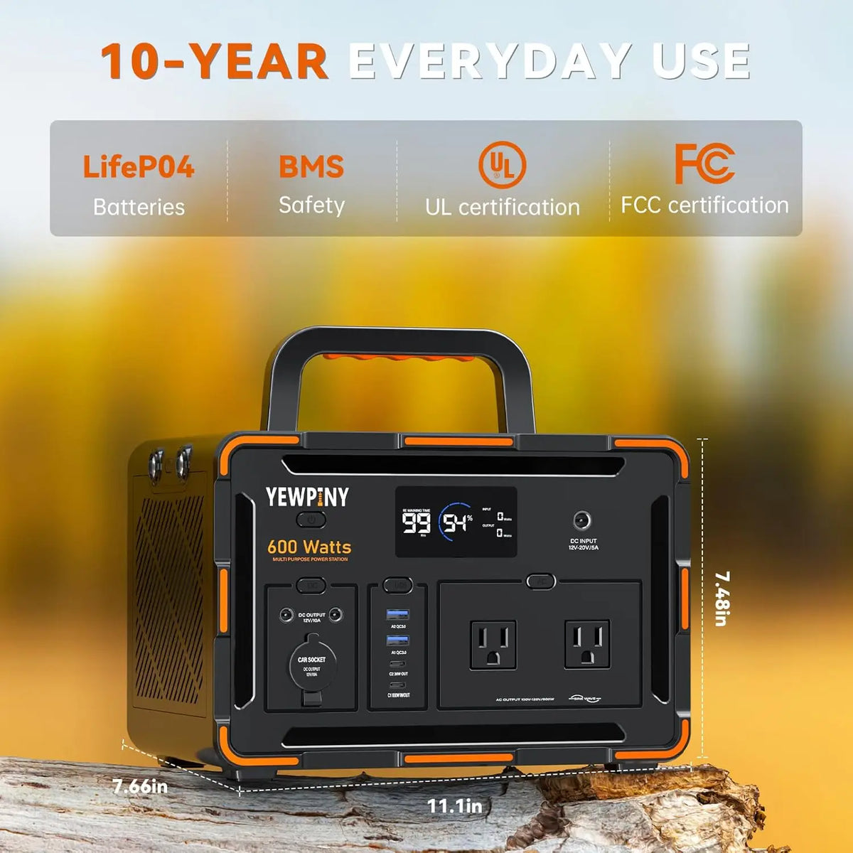 600W Portable Generator – featuring a 162000mAh battery, AC outlets, 100W USB-C PD, 10 outputs, and wireless, Customized