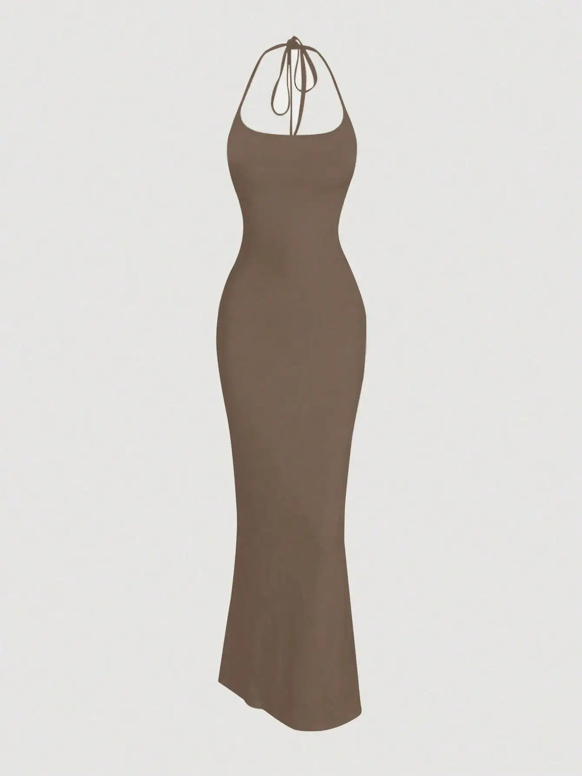 Black Fitted Halter Mermaid Maxi Dress for Women