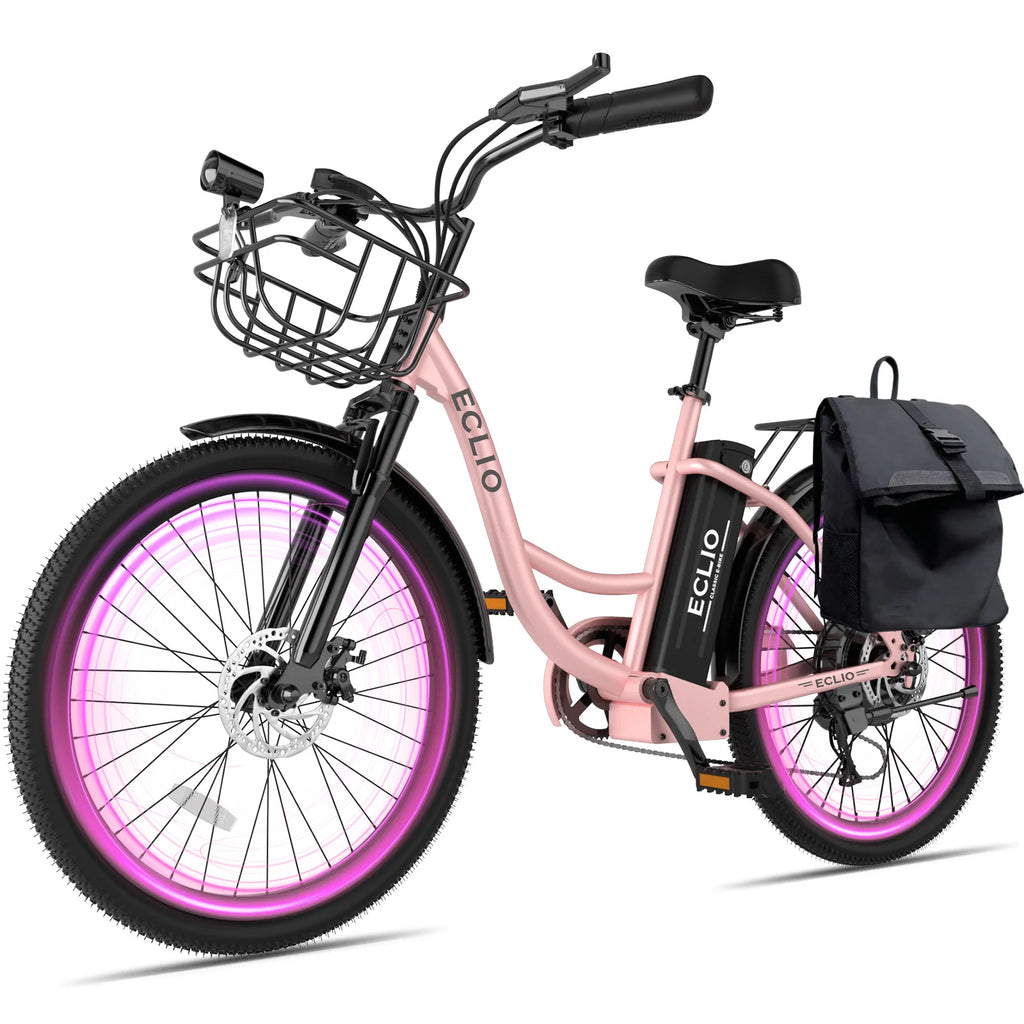 24'' Electric Bike for Adults, Peak 1000W Motor 28MPH, 624WH Battery 75Miles, Step Through City Cruiser Ebike, Commuter E Bike