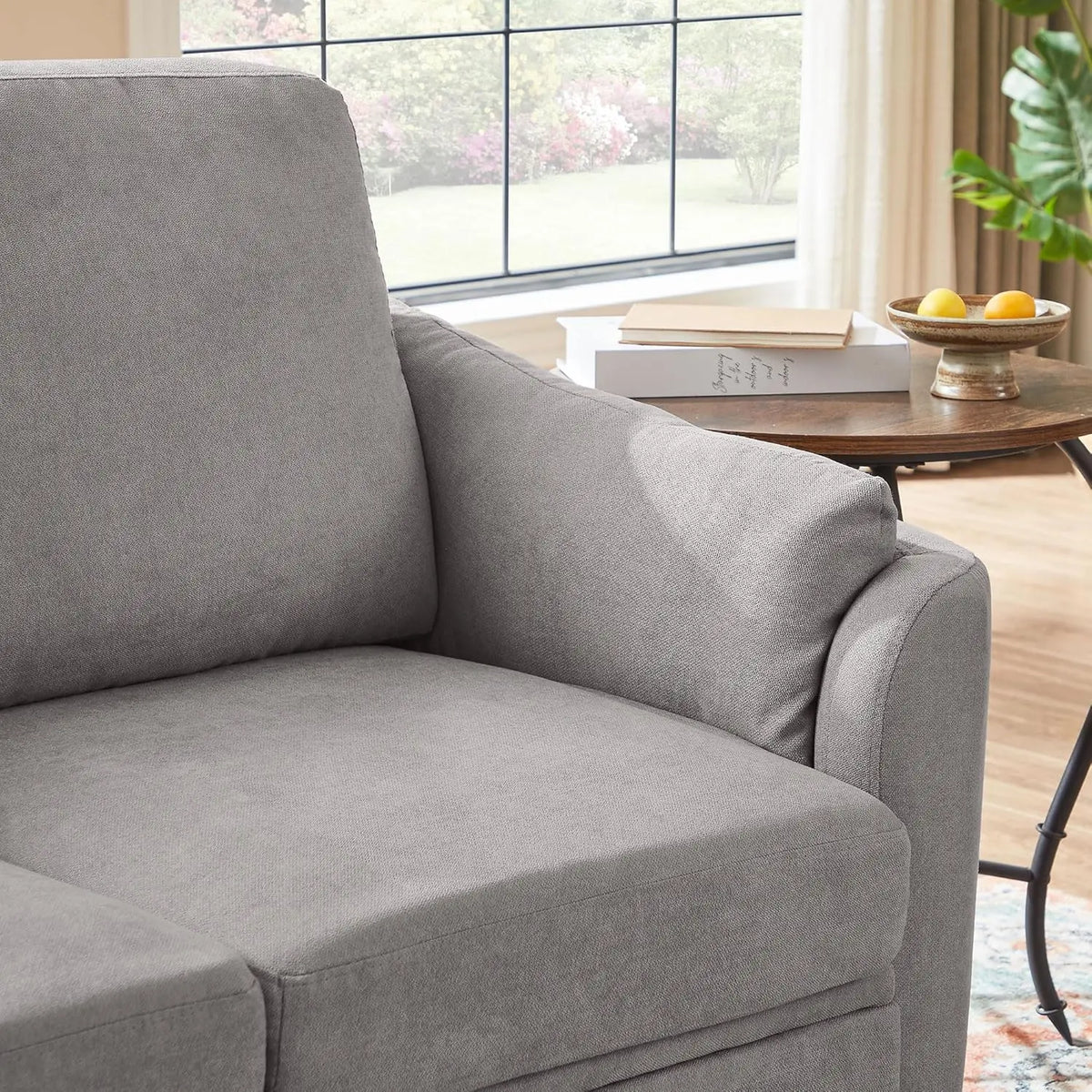 50" Mid-Century Fabric Loveseat Tufted Back Wood Legs 2-Seater Living Room Small Space Grey, Customized