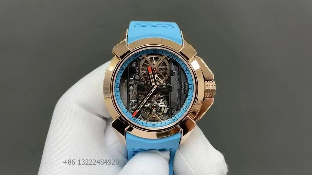 Luxury Sport Business Water Resistant Hollow Out Automatic Mechanical Watch with Luminous Dial