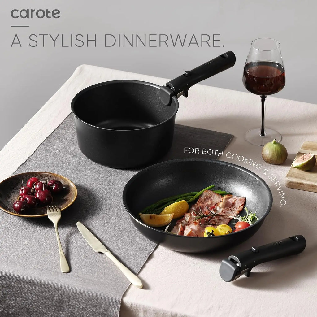 19Pcs Pots and Pans Set Non Stick, Cookware Set Detachable Handle, Nonstick Induction Kitchen Sets Non Stick with Removable Hand