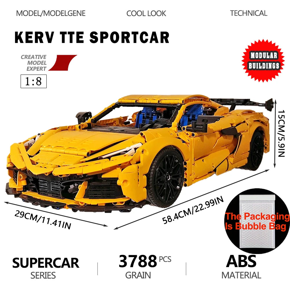 Super Racing Car F12 Model Building Blocks Classic Cars Black Knight 1:8 Size Assembly Set Bricks Technical Kid Toys For Gifts