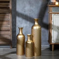 Tall Gold loor Vase: 27in Large Metal loor Vase Decorative Tall - Set o 3 ern eycomb Texture Big Standing Vases or Living Room D