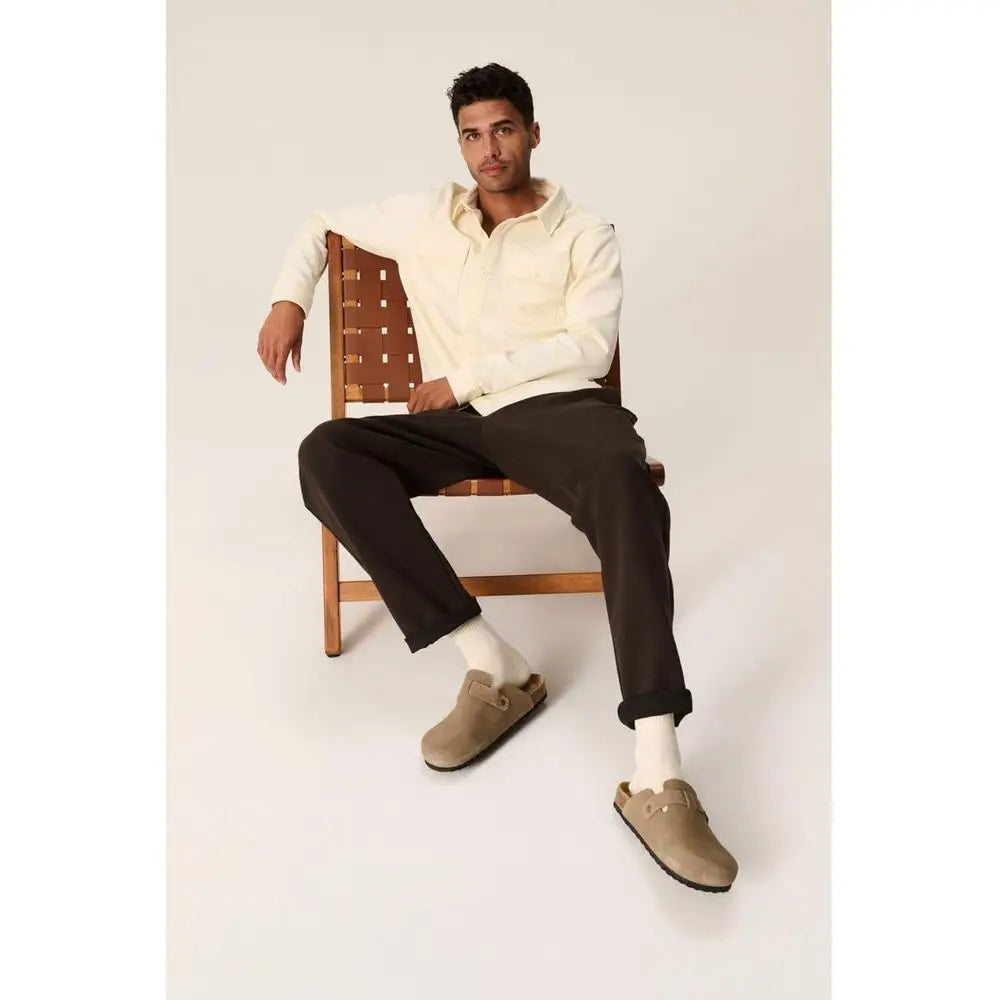 Memory Foam Cushioned Leather Clogs for Men with Arch Support and Non-Slip Cork Sole Slippers