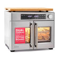 Dual Zone Air Fryer French Door Oven 32 Qt 10-in-1 Multifunction Convection Toaster Combo 1800W Stainless Steel Temperature Con