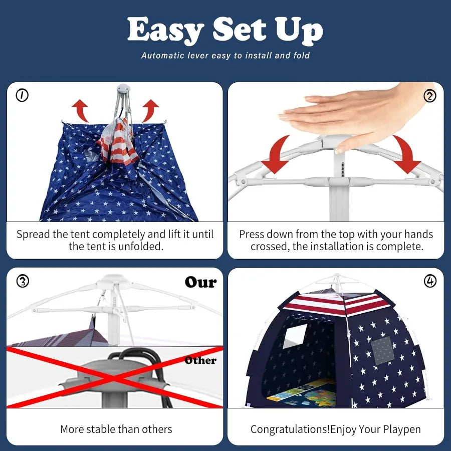 Outdoor Multi-Purpose Play House for Toddlers - Easy to Set Up Pop Up Play Tent with Tunnel in Star Color Indoor Outdoor Playho