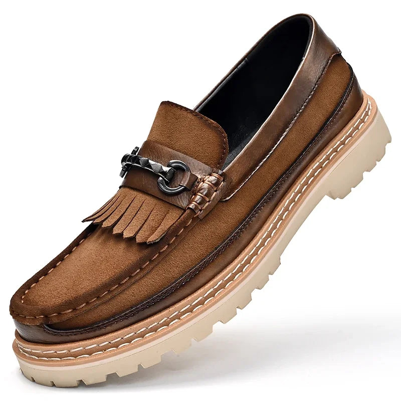 Men's Retro Brown Moccasins: Premium Classic Style, Versatile Formal Business & Banquet Footwear