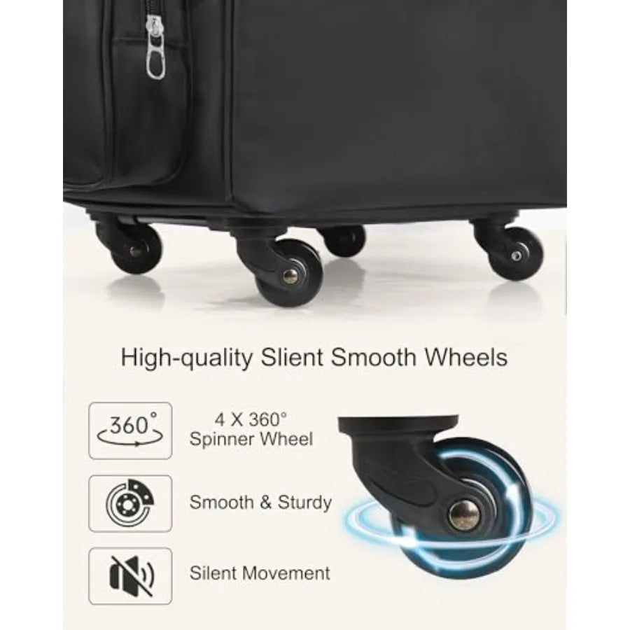 Rolling Makeup Train Case for Hairstylists with 4 Wheels Heat Insulation Full Layer Adjustable Dividers Hair Tools and Cosmetic