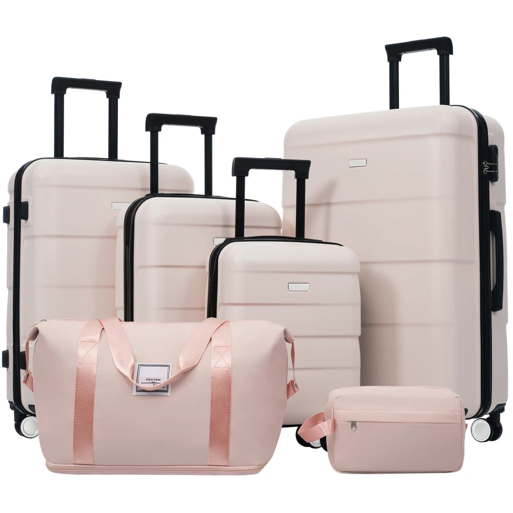 Lightweight 6 in 1 Hardshell Luggage Set 16"+20"+24"+28" with 2 Bags Lock Double Spinner Wheels Travel Carry On