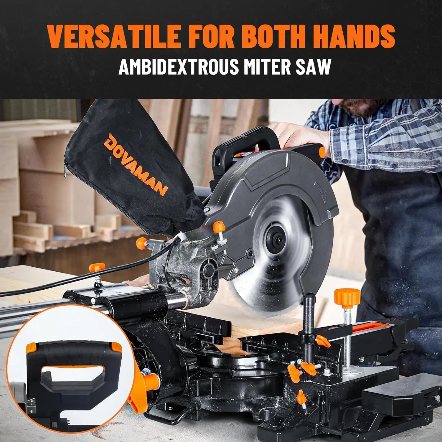 10in Sliding Miter Saw, Multi-use w/ 3 Blades, 15A Miter Saw, 4500/3200RPM, Ambidextrous Use, 0-45° Bevel Laser Cut