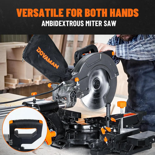 10in Sliding Miter Saw, Multi-use w/ 3 Blades, 15A Miter Saw, 4500/3200RPM, Ambidextrous Use, 0-45° Bevel Laser Cut