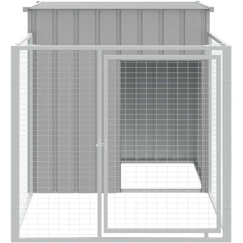 Multi-Functional Outdoor Gray Steel Dog Kennel with Run for Protection and Convenience