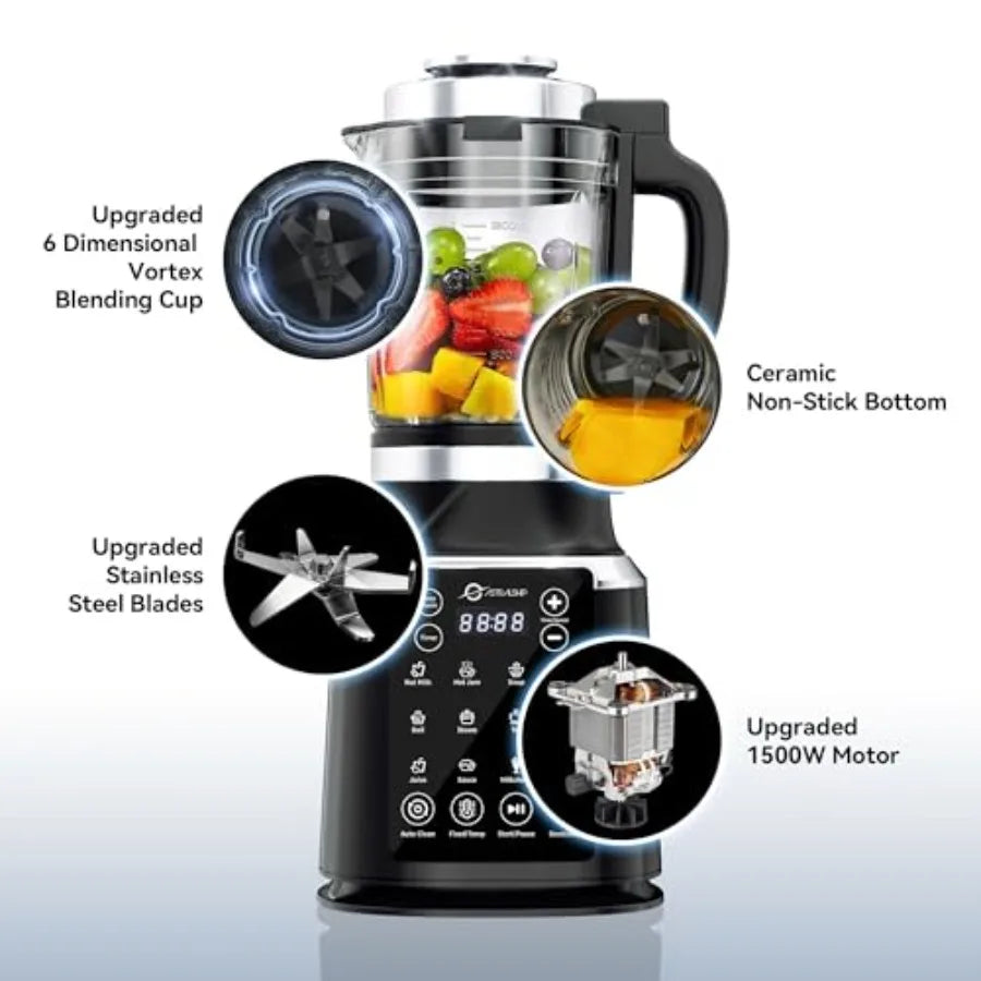 Glass Blenders for Kitchen with Tamper Blender for Smoothies Professional Blenders 1500W Motor 9 Adjustable Speeds 14 Preset Pr