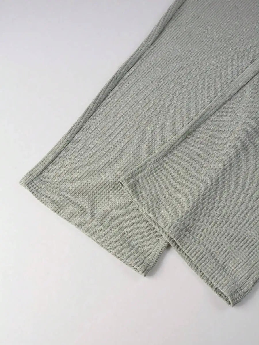 Men's Ribbed Sleeveless Top and Wide-Leg Drawstring Pants Set