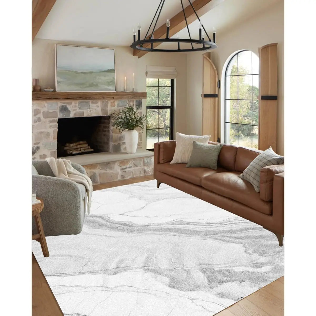 Abstract Marble Texture Area Rug Non Slip Washable Stain Resistant for Bedroom Living Room Office 6x9, Customized