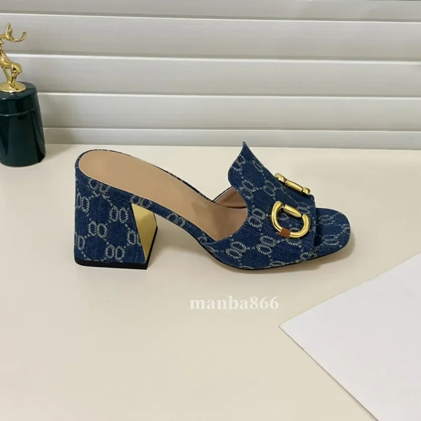 2025 Luxury Designer Sandals High Mid Low Heels Female Sandale Womens Fashion Luxe Leather Casual Summer Shoes Slides Slippers P