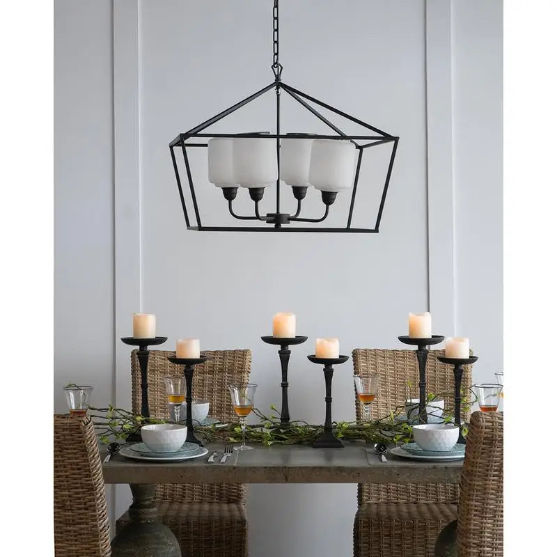 26"x26"x21.9" Iron Chandelier, Sleek Industrial Hanging Light for Kitchen, Dining Room, Foyer, Bulb Not Included, Contemporary