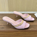 designer womens pink denim 3cm 6cm mules Signature Leather outsole models stiletto heel feminine style casual mule sandals