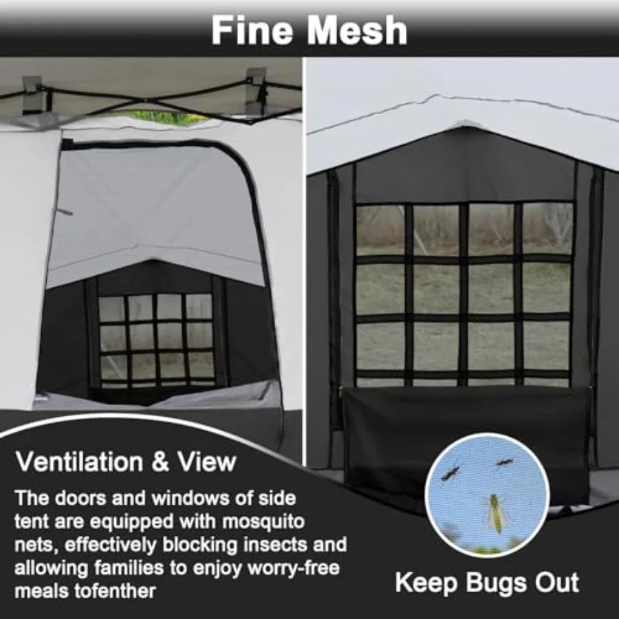2 Person Canopy Side Tent Camping Tent for 10x10 Canopies Easy Up Cube Tents Gazebo Room with Mesh Window for Camping Storage E