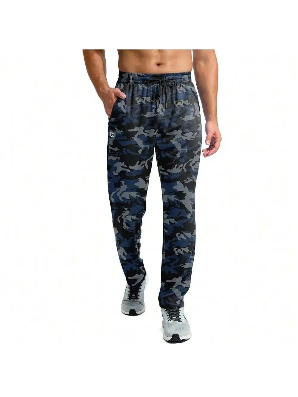 Mens Lightweight Mesh Sweatpants With Zipper Pockets Open Bottom Athletic Pants