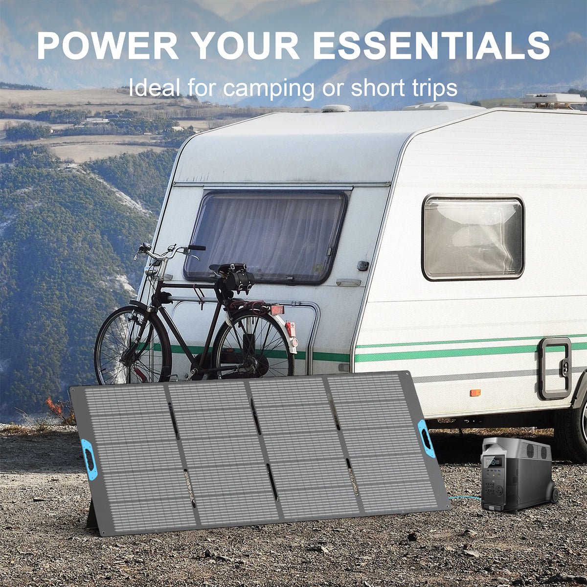 E-POWO 800W / 400W Portable Solar Panel, Foldable & Durable, Complete with an Adjustable Kickstand Case, Waterproof IP67 for RV