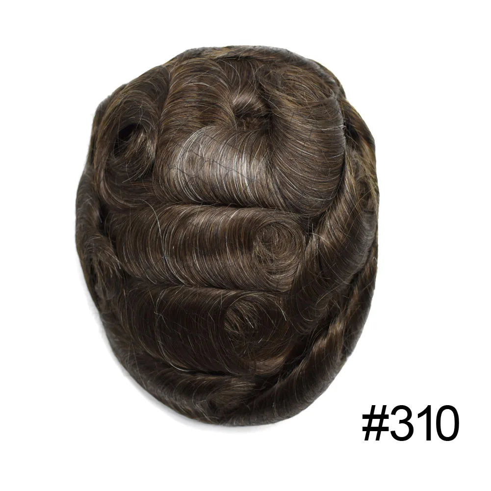 Mens Toupee Full Poly 0.10mm Injection Pu Human Hair System Hairpieces Male Hair Prosthesis Male Wig for Hair Loss Solution