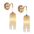 Luxury Gold Crystal Tassel Wall Sconce Adjustable Cord E12 Base Wall Chandelier for Living Room Bedroom Bedside Background Wall