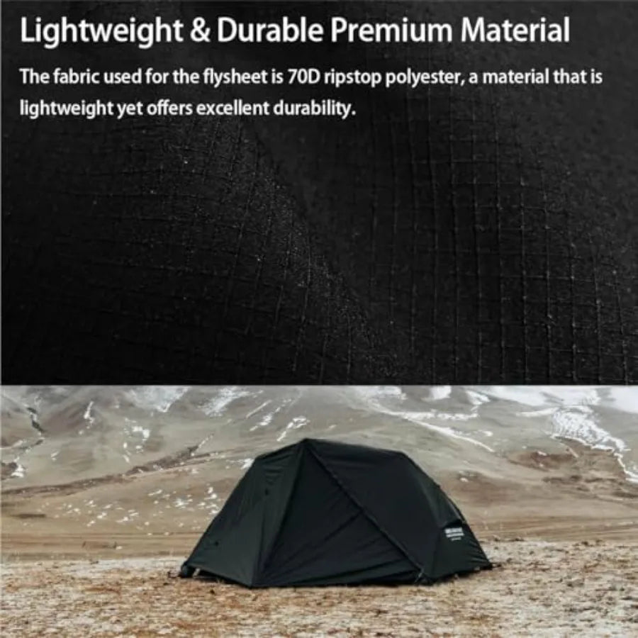 Inflatable Canvas Tent with TPU Skylight and Mesh Windows 30 Sec Quick Setup 4 Season Glamping Tent for Camping Adult 2 Person