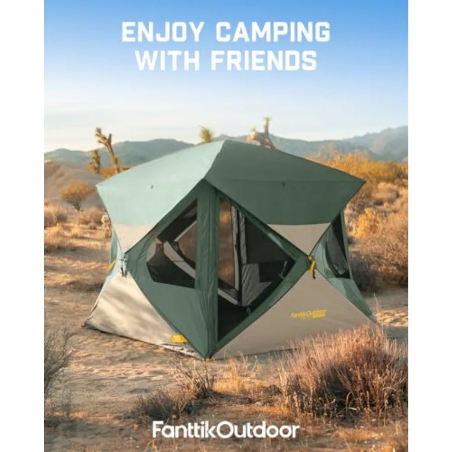 Alpha C4 Ultra Camping Tent 4 Person Pop Up Instant Cabin Setup in 60 Seconds Portable Hub Tent with Rainfly Windproof for Outd