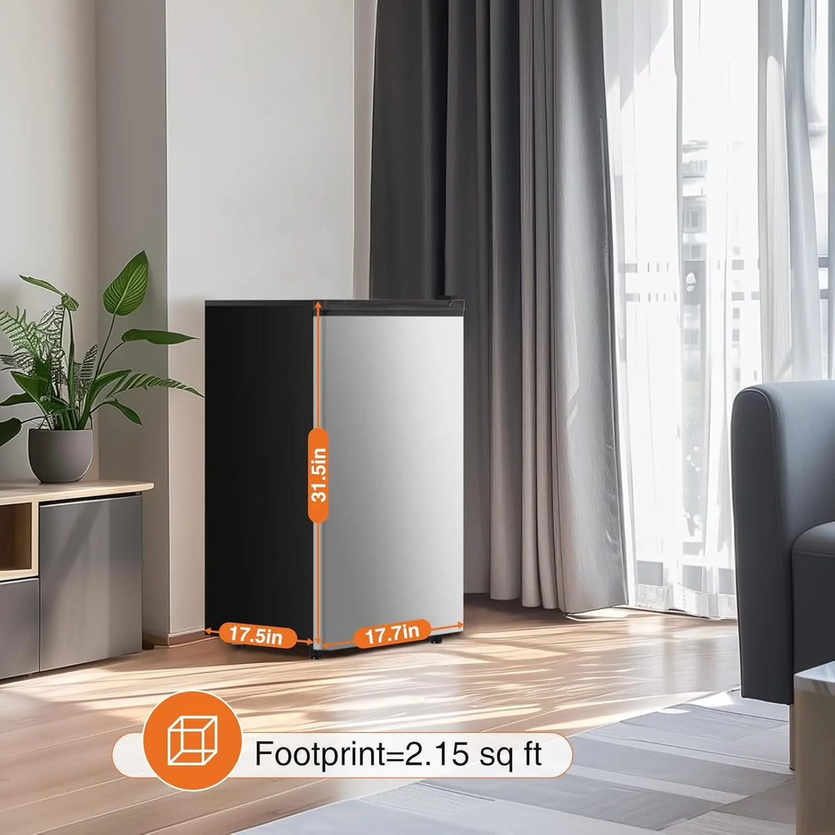 3.2 Cu.Ft Mini Fridge with Freezer Small Refrigerator Single Door, Silver