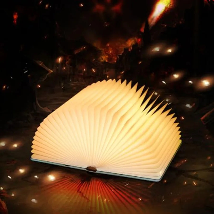 Retro Folding Book LampNovelty LED Night Light Relief 3-Color Desk lamp Gift for Book Lovers and Librarians