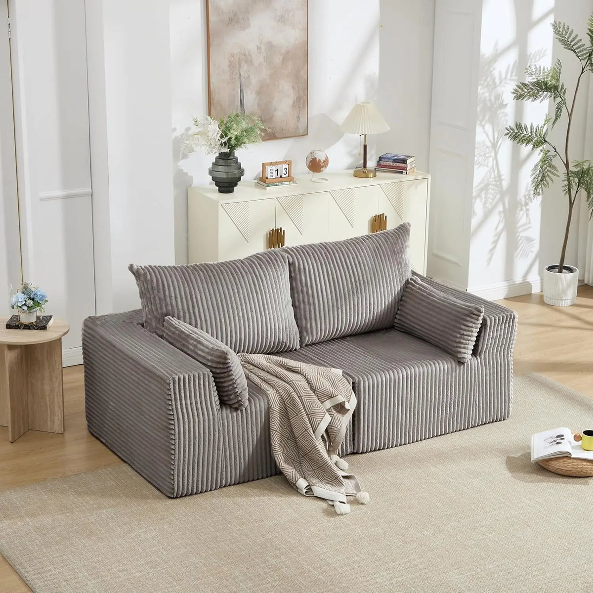 Modular Sectional Cloud Sofa Comfy Boneless Angled Armrest Wide Deep Seat Living Room Grey High Density Oversized, Customized