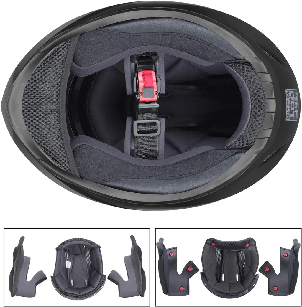 GLX GX11 Compact Motorcycle Helmet - Matte Black, Large - Full Face w/ Tinted Visor, DOT Approved