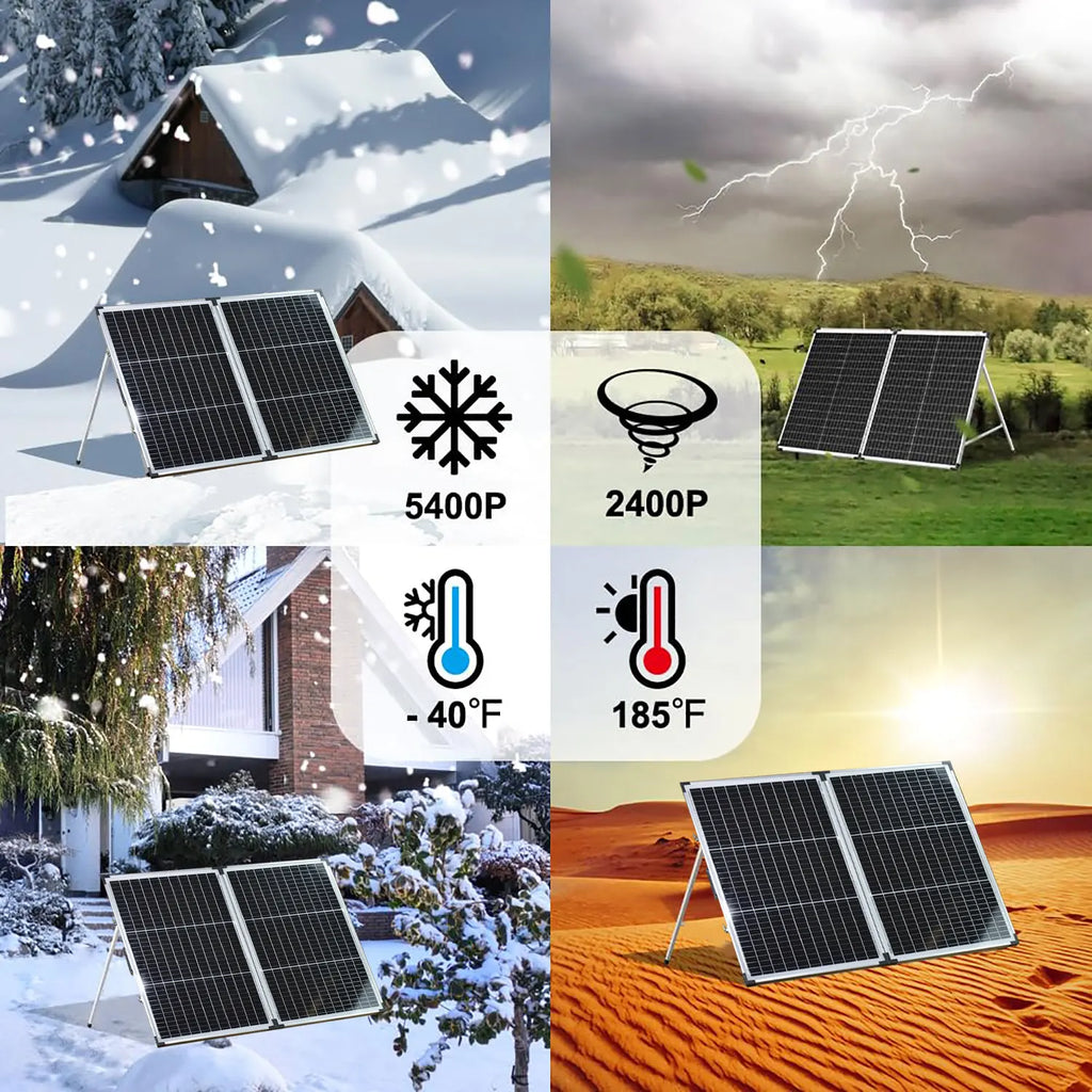 140W Foldable Solar Panel Monocrystalline PV Panel with 23% High Efficiency and Waterproof for Camping, Motorhome, Outdoor Use