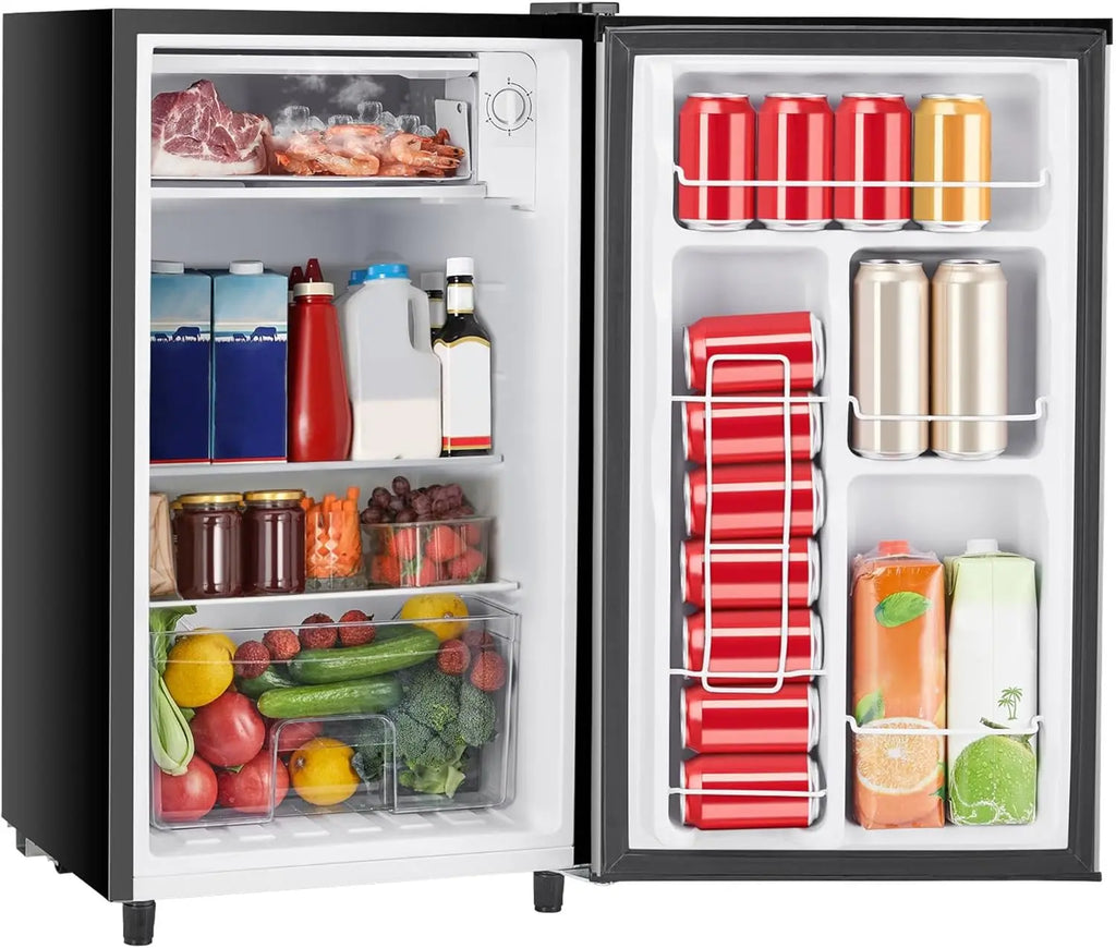 3.2 Cu.Ft Mini Fridge with Freezer Small Refrigerator Single Door, Silver