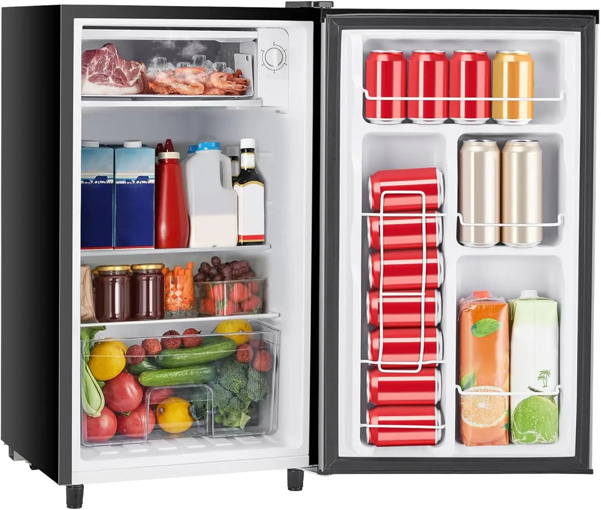 3.2 Cu.Ft Mini Fridge with Freezer Small Refrigerator Single Door, Silver