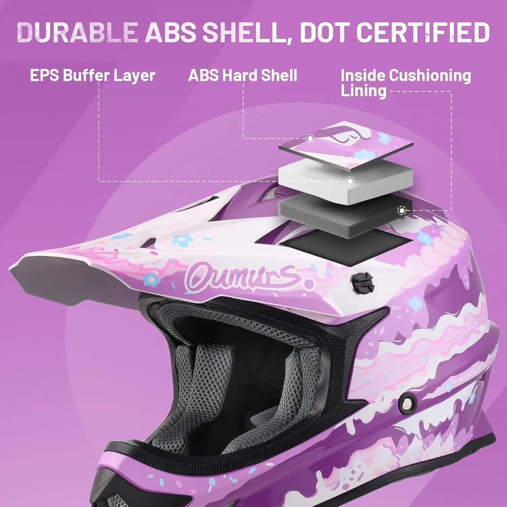 Adult ATV Dirt Bike Helmet with Goggles Gloves Mask Adjustable Sun Visor Motorcycle Adults Helmet Off-Road Motocross Downhill Mo