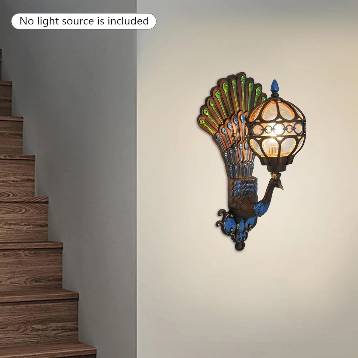 Peacock Wall Light, Antique Vintage Wall Sconce Light 21'' Waterproof Fixture Art Decor Phoenix Wall Lamp Exterior Porch Light F