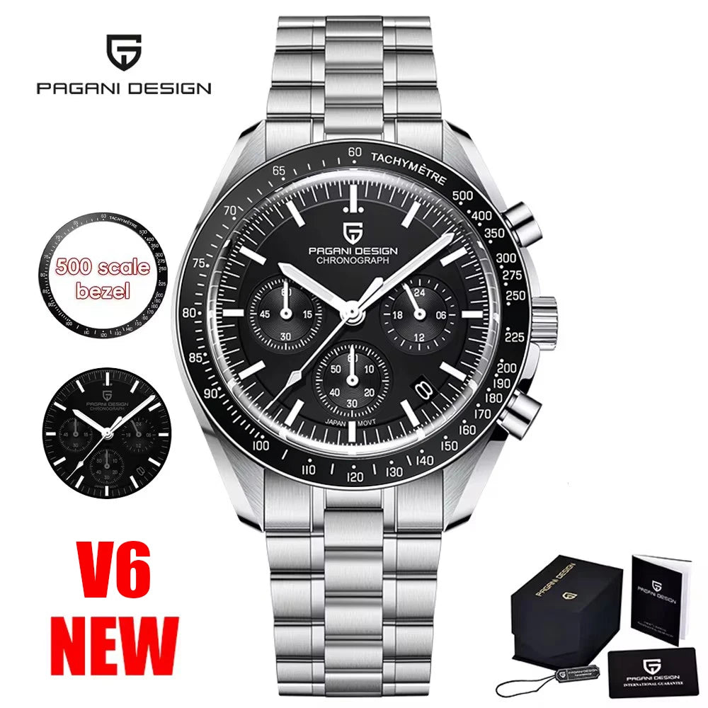 2026 New PAGANI DESIGN Moon Mens Watches Gold Luxury Quartz Chronograph Watch For Men AR Sapphire Waterproof Luminous Clock Gift