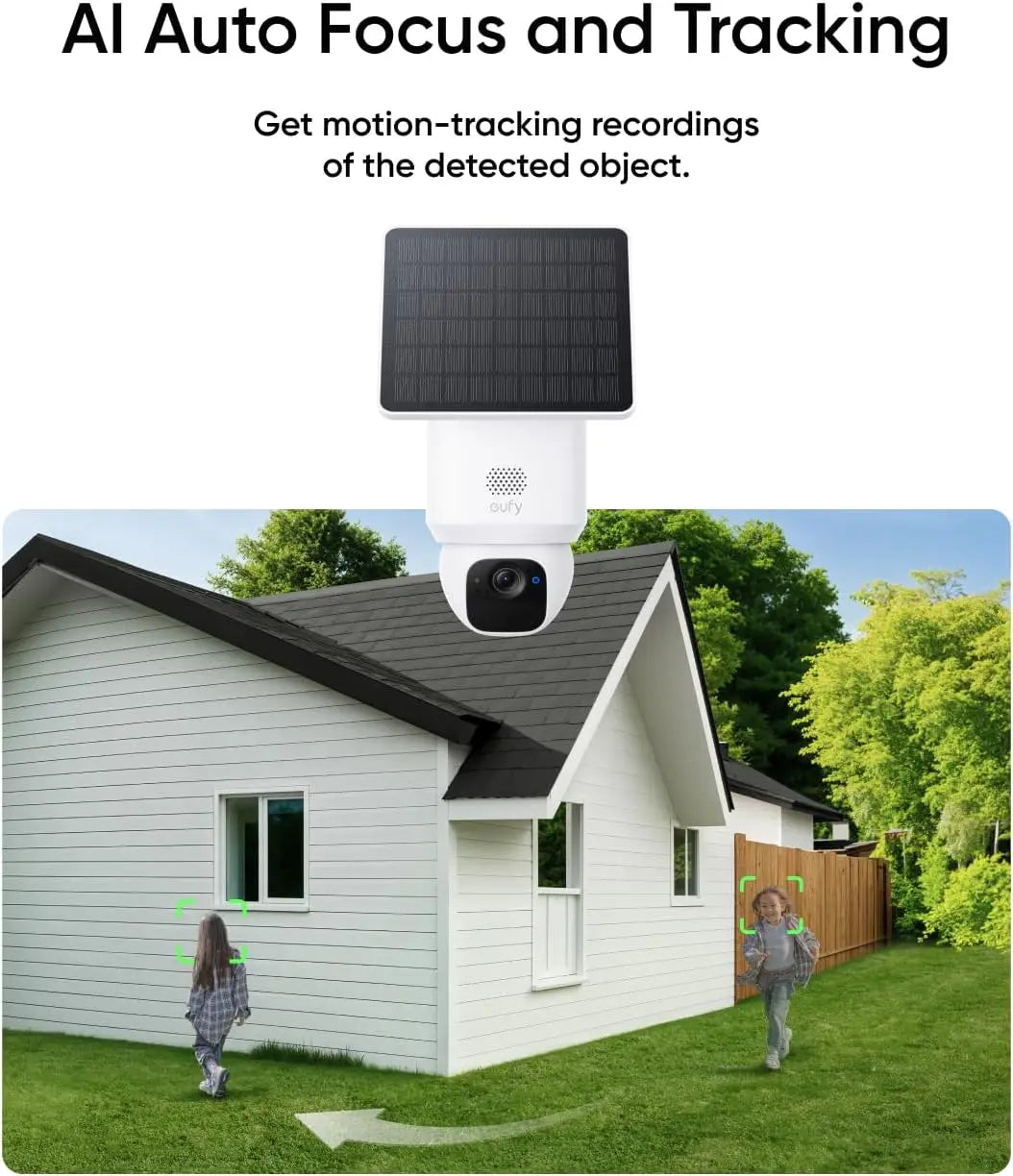 4-Cam Wireless Outdoor Security Kit with Solar, 360° Pan, AI Tracking, 2K Clarity, No Monthly Fee