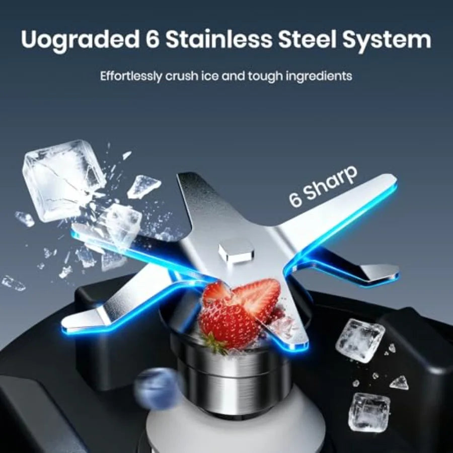 Kitchen 1800W Smoothie Blender with Stainless Steel Blades 68-oz Pitcher Ice Crushing Frozen Fruit BPA Free Silver