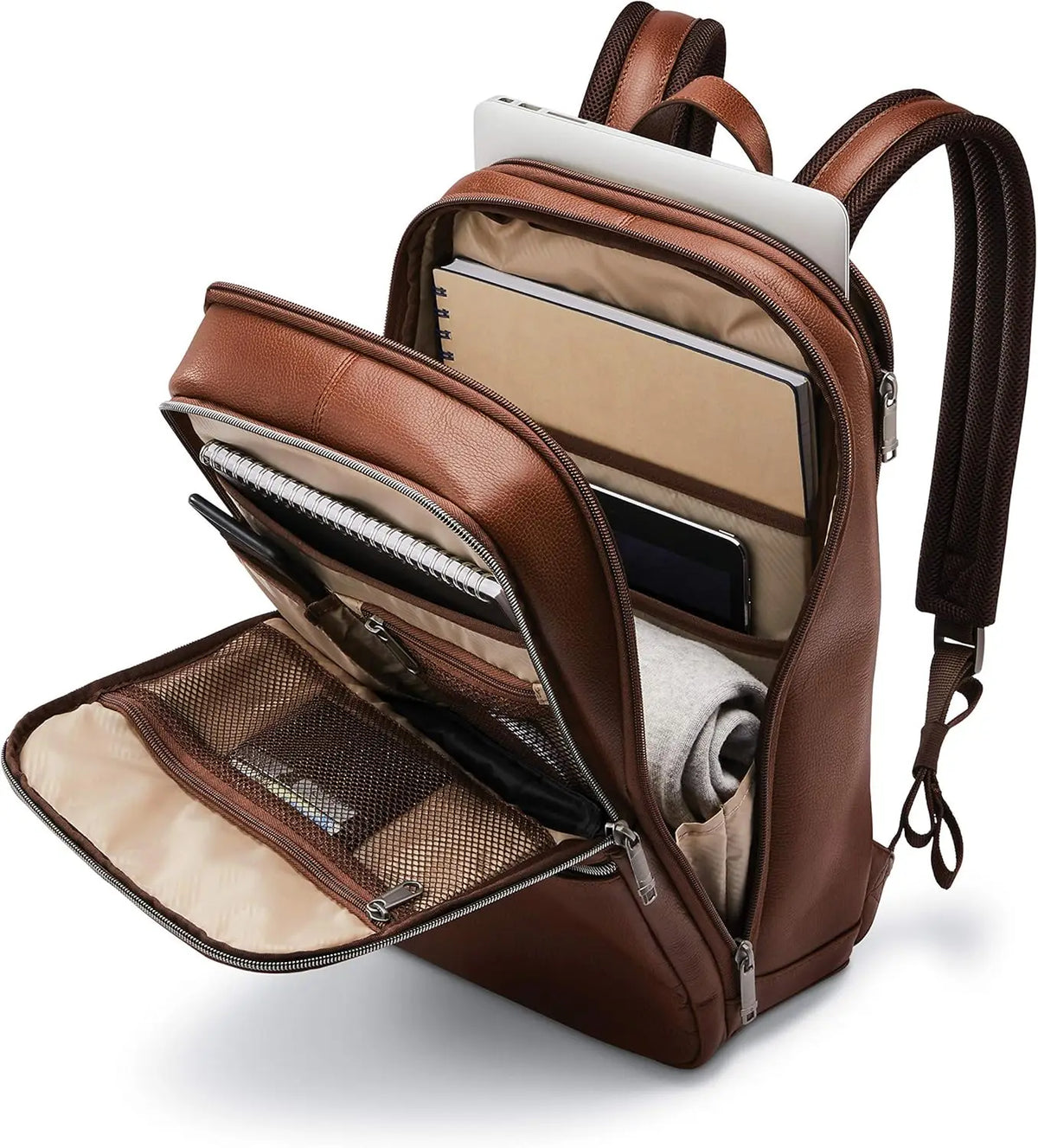 Classic Leather Slim Backpack for Men and Women, Durable Water-Resistant Design, Perfect for Travel and Daily Use