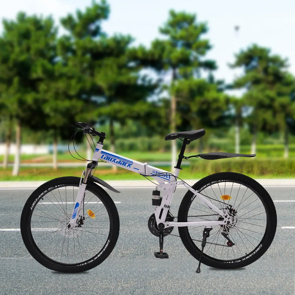 26" Folding MTB Bicycle with 21 Speed, Dual Disc Brakes, Men’s Mountain Bike for School, Commuting, and Outdoor Sports