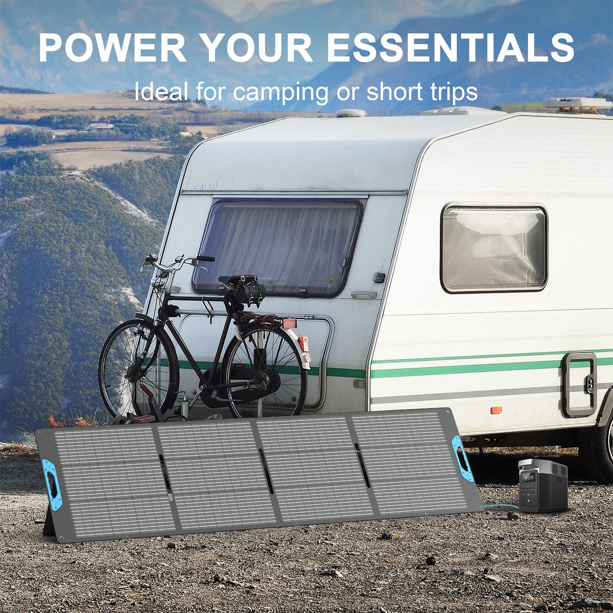 E-POWO 220W / 110W Portable Solar Panel 23.5% High Efficiency ETFE Foldable Solar Panel Charger With USB / USB C / MC4 Output