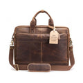 Leather Messenger Bag for Men - Laptop Case Office Briefcase Computer Satchel for Laptops in Brown with Premium Leather Materia