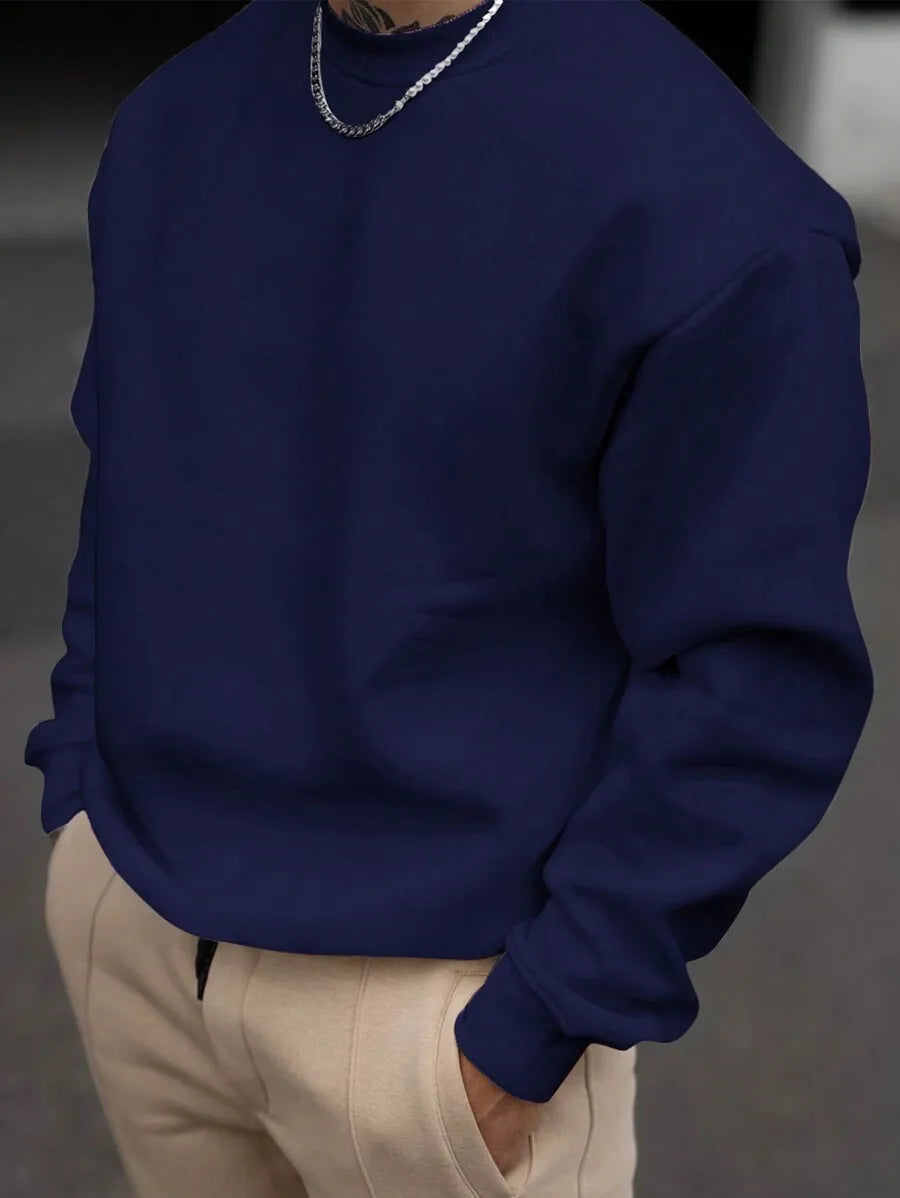 Men's Solid Drop Shoulder Long Sleeve Sweatshirt for Fall Casual Wear