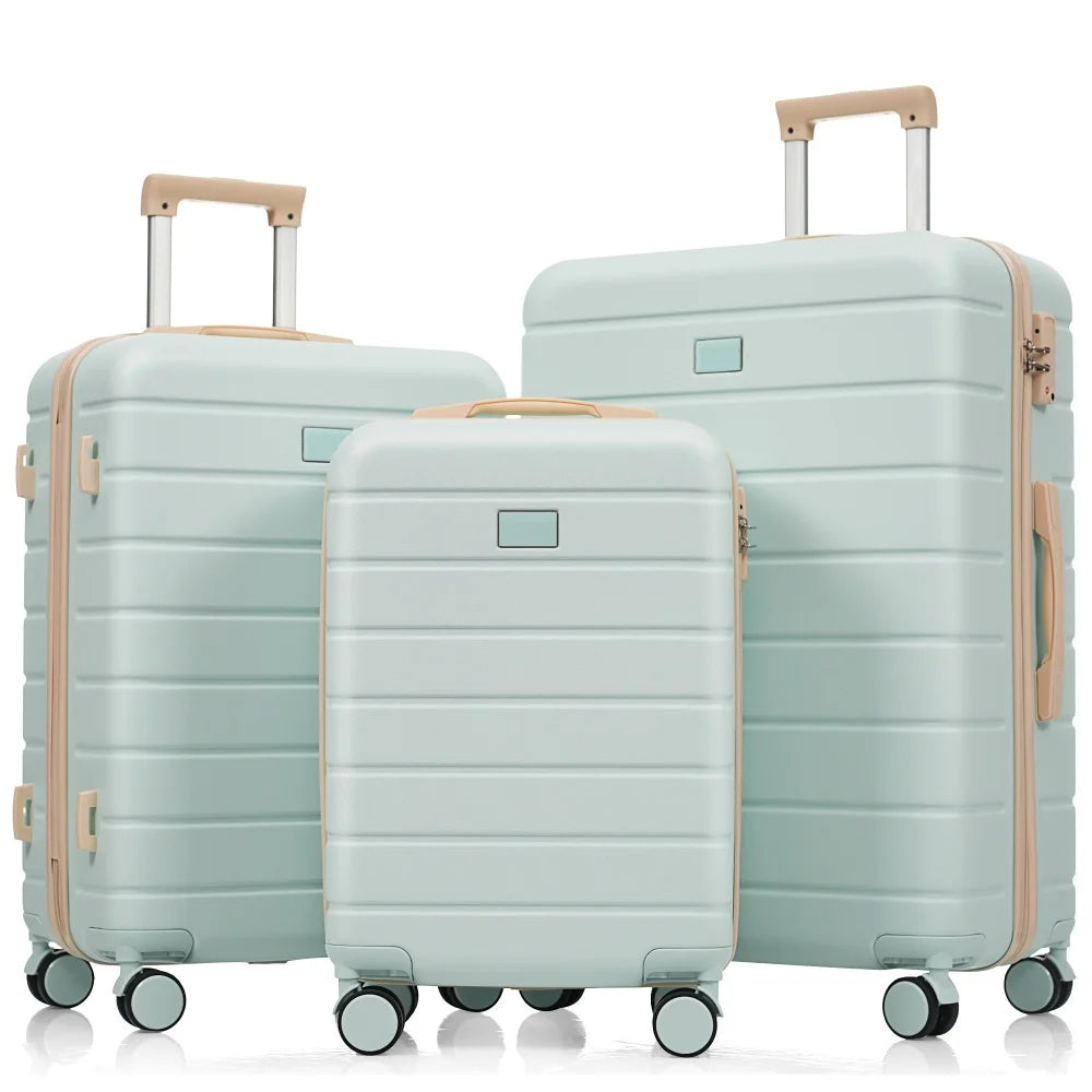 Durable Premium ABS 3 Piece Luggage Set 20/24/28 Inch TSA Lock 360° Spinner Wheels Travel Suitcase for Trip